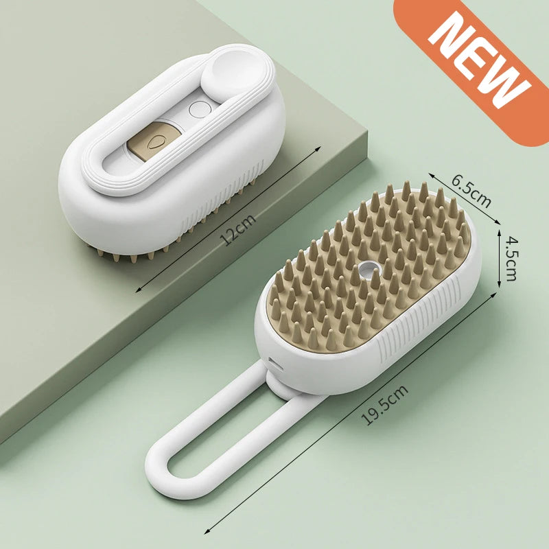 3-in-1 Electric Steam Brush for Cats & Dogs – Grooming, Massage & Hair Removal