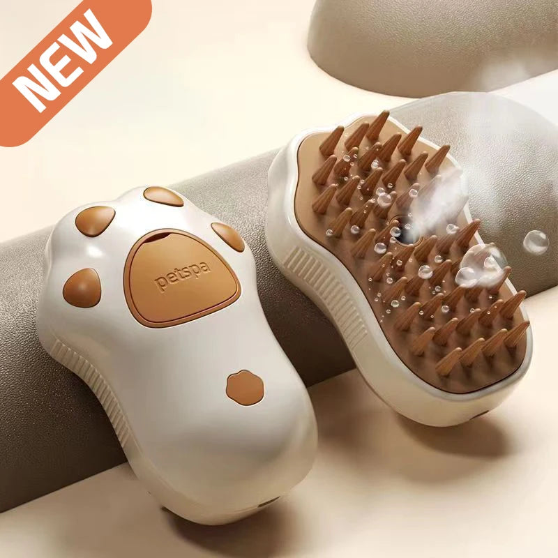 3-in-1 Electric Steam Brush for Cats & Dogs – Grooming, Massage & Hair Removal