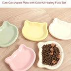 Shallow Pet Food Dish Set – 4 Colors for Cats & Small Dog Breeds